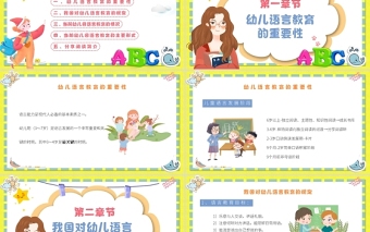 优秀幼儿园语言教育PPT卡通简洁幼儿语言教育简介及主要形式模板下载