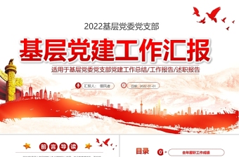 简洁实用基层党建工作汇报PPT党政风党支部年度工作情况介绍问题总结及新年工作思路报告党建模板