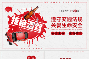时尚大气拒绝酒驾遵守交通法规关爱生命安全ppt