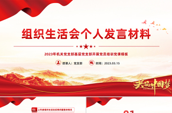组织生活会个人发言材料PPT简约风组织生活会个人发言材料专题党课课件模板下载
