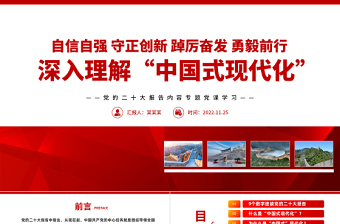 深入理解中国式现代化PPT红色精美风党员干部深入学习党的二十大报告内容专题党课党建课件模板