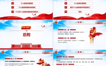 简洁实用中华人民共和国个人信息保护法PPT蓝色党政风完整解读《个人信息保护法》重点内容专题党课