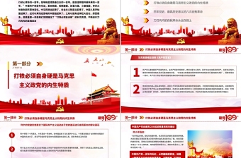 红色精美百年党史最具历史意义的六次自我革命PPT热烈庆祝中国共产党成立100周年红的大气党政风党课模板