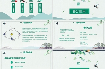 时尚大气绿色中国风二十四节气之春分PPT