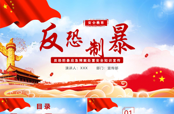 红色简洁简约党政风反恐制暴应急预案处置安全知识宣传PPT