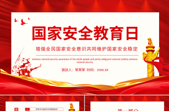 极简风红色党政风国家安全教育日PPT增强全民国家安全意识