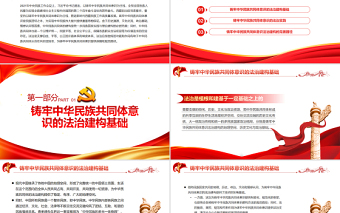 简洁大气以法治为保障铸牢中华民族共同体意识PPT红色党政风深入学习中央民族工作会议专题党课课件