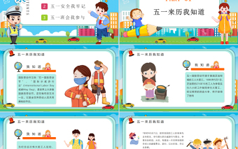 简洁实用清新劳动节学生假期安全教育主题班会介绍PPT模板