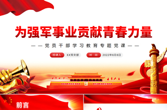 2025为强军事业贡献青春力量PPT党政风党员干部学习教育专题党课
