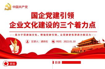 优质党建引领PPT红色党政风国企党建引领企业文化建设的三个着力点国有企业专题党课