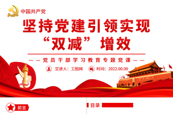 大气精美坚持党建引领实现“双减”增效PPT党政风党员干部学习教育专题党课