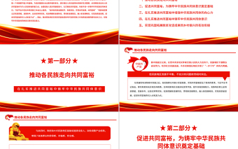 时尚大气在扎实推进共同富裕中铸牢中华民族共同体意识PPT红色大气风党员干部学习教育专题党课