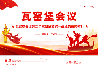 大气精美瓦窑堡会议PPT红色质感瓦窑堡会议确立了抗日民族统一战线的策略方针专题微党课课件