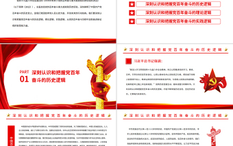 红色光效从党的百年奋斗历程中汲取智慧和力量PPT红色党政风党员干部深入学习《决议》专题党课课件