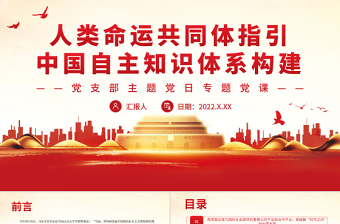 时尚大气人类命运共同体指引中国自主知识体系构建PPT党政风党支部主题党日专题党课
