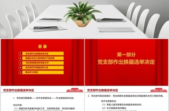 简洁大气红色庄重党支部换届选举工作流程PPT模板
