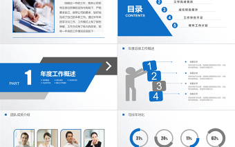 工作汇报PPT商务蓝色简约风年终总结工作总结PPT模板下载