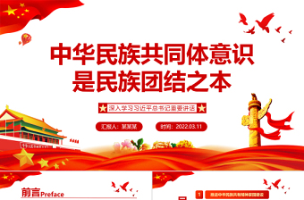 红色党政风中华民族共同体意识是民族团结之本PPT红色党政风深入学习习近平总书记重要讲话专题课件模板下载 中华民族共同体意识 民族团结 红色PPT 红色ppt 习近平总书记重要讲话