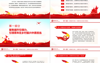 优秀聚焦三力一度PPT简洁党政风持续引领青年服务乡村振兴引领力组织力服务力贡献度团组织专题团课