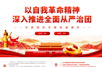 大气简洁以自我革命精神深入推进全面从严治团PPT红色大气共青团员专题党课课件模板