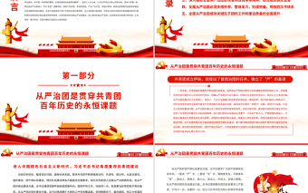 大气简洁以自我革命精神深入推进全面从严治团PPT红色大气共青团员专题党课课件模板