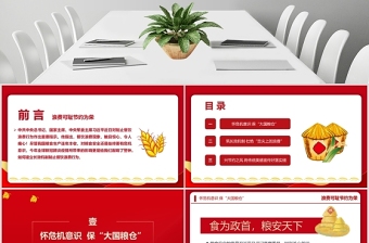 精美时尚弘扬节俭美德杜绝粮食浪费“小米粒”里的“大民生”ppt模板-含讲稿