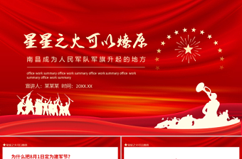 红色简洁星星之火可以燎原PPT南昌成为人民军队军旗升起的地方PPT模板