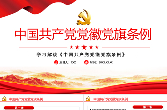 大气精美学习解读《中国共产党党徽党旗条例》PPT建党100周年迎七一系列党课课件