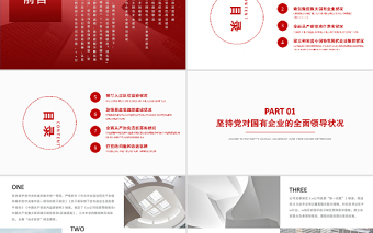 红色精美全国国有企业党的建设工作会议精神PPT贯彻落实回头看情况自查报告工作汇报总结模板下载