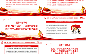 极简风立足“两个大局”全力做好新时代青年工作PPT红色党政风关于青年工作的重要思想专题党课课件模板下载