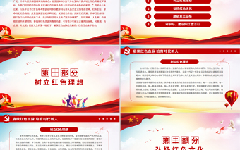 简洁实用赓续红色血脉培育时代新人PPT党政风铭记光辉历史发扬红色传统用好红色资源传承红色基因党员辅导党课