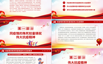 红色党建风弘扬抗疫精神凝聚奋进力量PPT大气党政风用伟大抗疫精神凝聚奋进新征程的磅礴力量党员思想教育党课