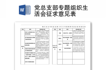 精品党总支部专题组织生活会征求意见表