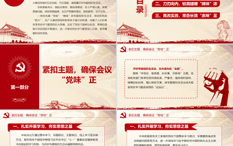 简洁实用强党性找差距明方向PPT红色大气党史学习教育专题组织生活会开出高质量新气象好效果党课课件