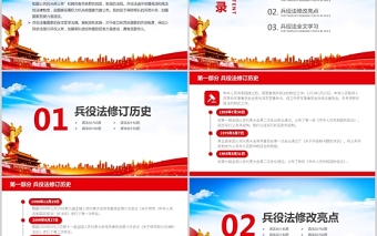 红色大气中华人民共和国兵役法PPT最新修订版规范和加强国家兵役工作部队征兵宣传党课课件