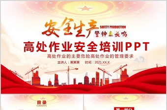 红色党建风高处作业管理要求高处作业安全生产培训动态PPT模板