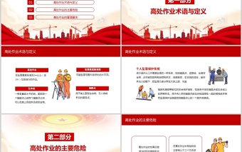红色党建风高处作业管理要求高处作业安全生产培训动态PPT模板
