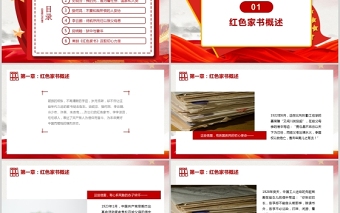 简约大气品读红色家书感悟理想信念PPT红色简洁要学习革命先烈不怕艰难困苦不畏牺牲的精神汲取奋进力量党员教育辅导党课