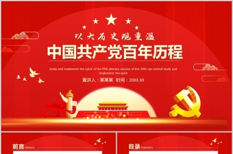 红色精美红色庄严以大历史观重温中国共产党的百年历程的经验与启示党史学习党课课件