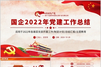 红色党建风国企党建工作总结PPT各基层党支部开展工作总结汇报主题教育专题党课课件