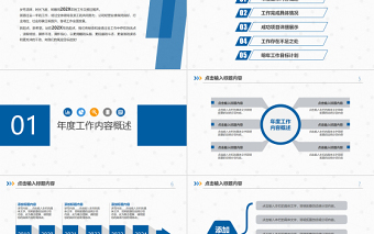 精美时尚蓝色述职报告工作总结PPT模板幻灯片