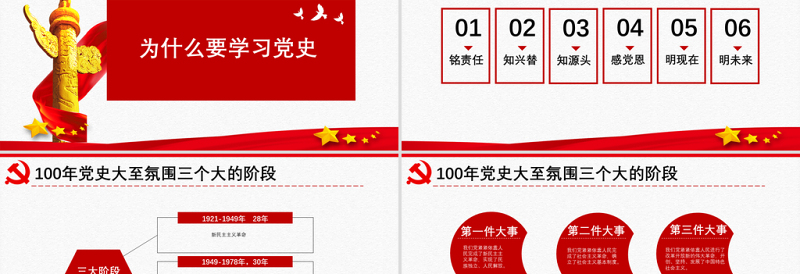 红色精美原创中国共产党党史建党100周年党课学习ppt-含讲稿