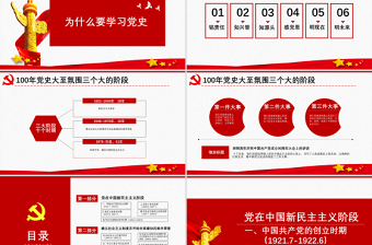 红色精美原创中国共产党党史建党100周年党课学习ppt-含讲稿