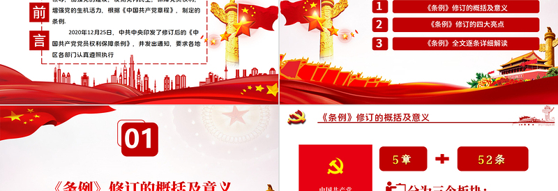 时尚大气中共中央印发《中国共产党党员权利保障条例》PPT目标含文档