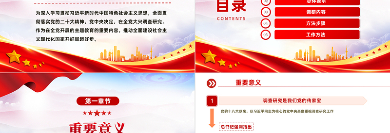 在全党大兴调查研究PPT极简党建风学习解读《关于在全党大兴调查研究的工作方案》专题课件模板