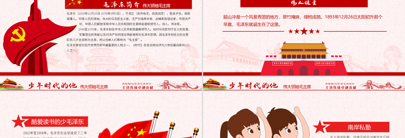 红色精美原创毛泽东逝世纪念日毛主席诞辰动态PPT