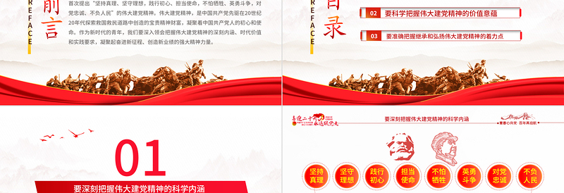 精美简洁继承和弘扬伟大建党精神PPT团课团支部团委大学共青团团员培训专题课件模板