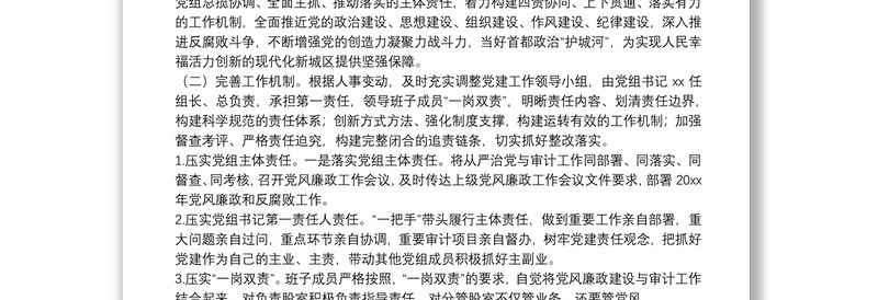 优秀X审计局全面从严治党党组主体责任落实不够到位问题专项整治情况报告