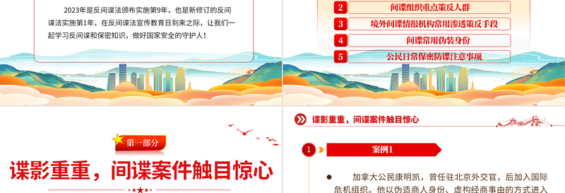 精美大气反间谍和保密知识PPT红色大气反间谍法宣传教育日维护国家安全课件下载