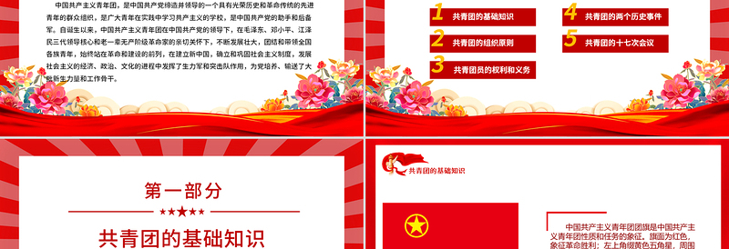 大气精美精美风2025五四青年节共青团的光辉历史基础知识历史事件团史学习PPT课件